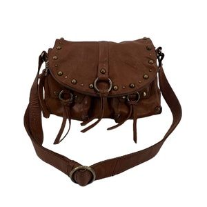 Lucky Brand Adjustable Strap Multi Pocket Brown Leather Purse